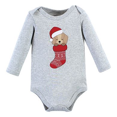 Hudson Baby Unisex Baby Cotton Long-Sleeve Bodysuits, Christmas Dog
