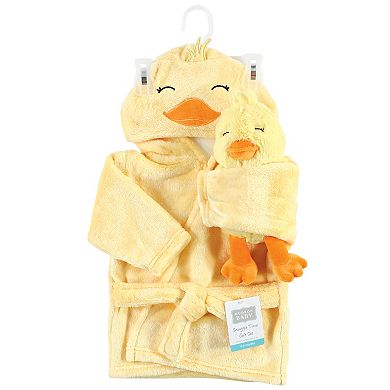 Hudson Baby Unisex Baby Plush Bathrobe and Toy Set, Yellow Duck, One Size
