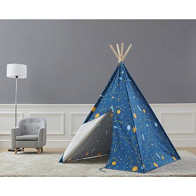 Wonder&Wise Glow in the Dark Starry Sky Indoor Kids Foldable Canvas Teepee Tent