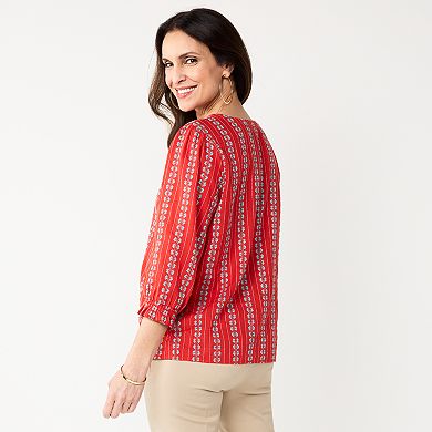 Women's Croft & Barrow?? Puff Sleeve V-Neck Top