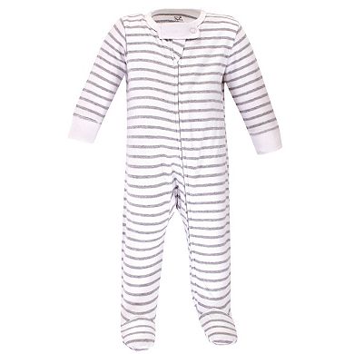 Touched by Nature Baby Organic Cotton Zipper Sleep and Play 3pk, Gray Woodland