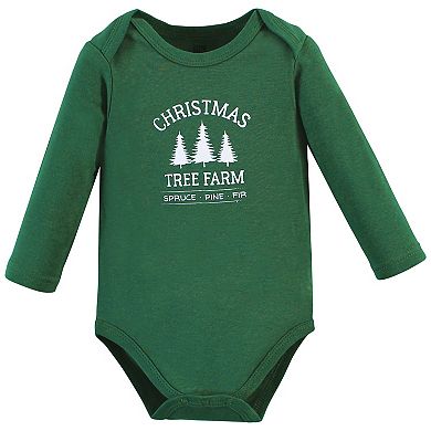 Hudson Baby Unisex Baby Cotton Long-Sleeve Bodysuits, Christmas Tree