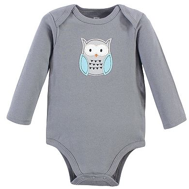 Hudson Baby Cotton Long-Sleeve Bodysuits 5pk, Gray Forest