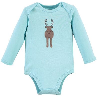 Hudson Baby Cotton Long-Sleeve Bodysuits 5pk, Gray Forest