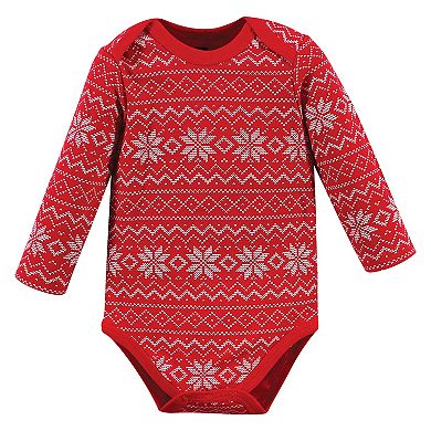Hudson Baby Unisex Baby Cotton Long-Sleeve Bodysuits, Santa Reindeer