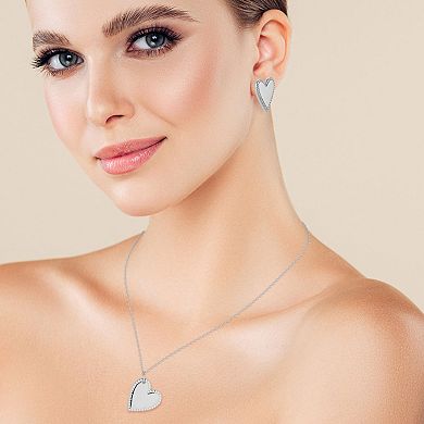 Sunkissed Sterling Cubic Zirconia Heart Necklace & Earring Set