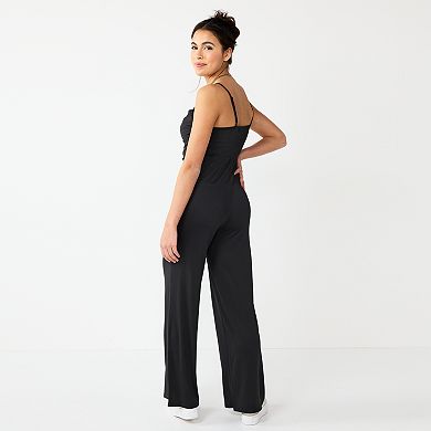 Juniors' Almost Famous Straight-Leg Jumpsuit