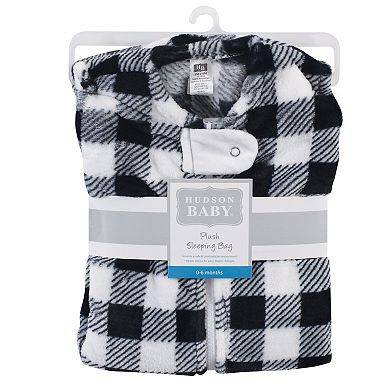 Hudson Baby Infant Plush Sleeping Bag, Sack, Blanket, Black Plaid