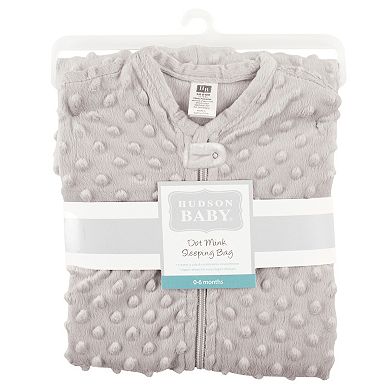 Hudson Baby Infant Plush Sleeping Bag, Sack, Blanket, Light Gray Dot Mink