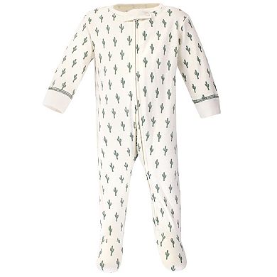 Touched by Nature Baby Organic Cotton Zipper Sleep and Play 3pk, Cactus