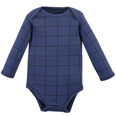 Organic Cotton Long-Sleeve Bodysuits 5pk, Blue Elephant, Preemie