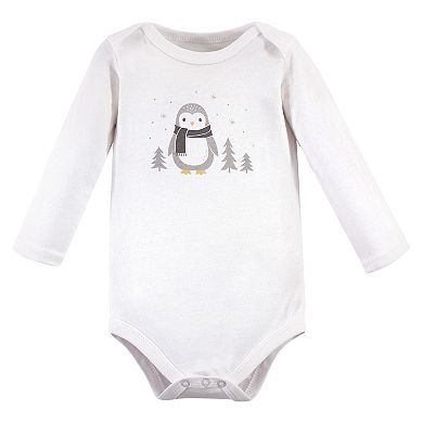 Hudson Baby Unisex Baby Cotton Long-Sleeve Bodysuits, Gray Penguin