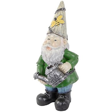 15.5" Gnome with Watering Can Outdoor Garden Statue