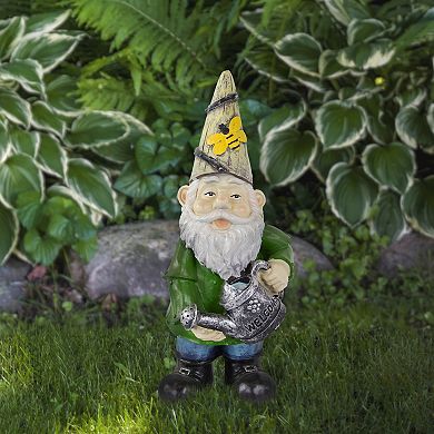 15.5" Gnome with Watering Can Outdoor Garden Statue