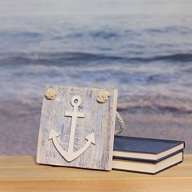 7.25” Blue and White Cape Cod Inspired Anchor Wall Hanging Plaque
