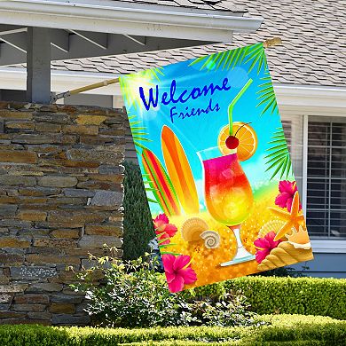 Tropical Welcome Friends Outdoor House Flag 28" x 40"