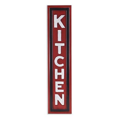 36.5" Red and White Contemporary "KITCHEN" Wall Decor