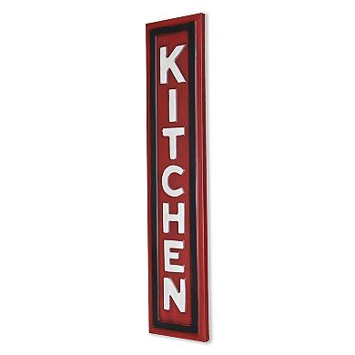 36.5" Red and White Contemporary "KITCHEN" Wall Decor