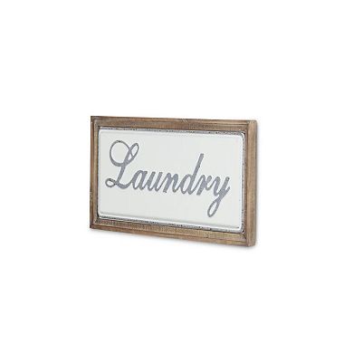 23.5" White and Brown "Laundry" Rectanlge Wall Sign