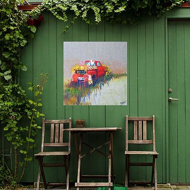 Red and Yellow Sweet Tea Outdoor Canvas Square Wall Art Decor 24" x 24"