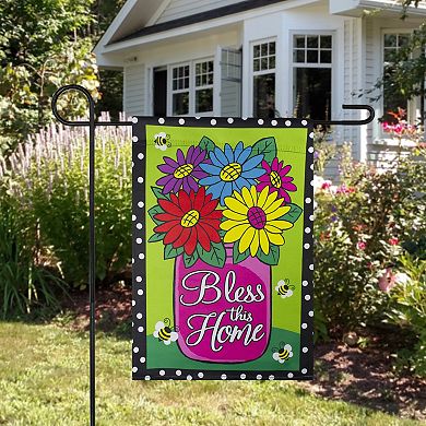 Bless this Home Bouquet with Vase Outdoor Garden Flag 12.5" x 18"