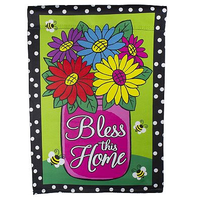 Bless this Home Bouquet with Vase Outdoor Garden Flag 12.5" x 18"