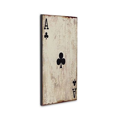 23.5" Ivory and Black Ace of Clubs Rectangular Wall Sign