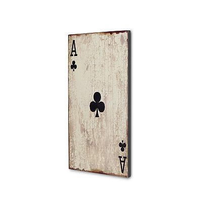 23.5" Ivory and Black Ace of Clubs Rectangular Wall Sign