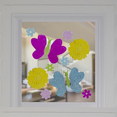 Butterflies and Flowers Spring Gel Window Clings