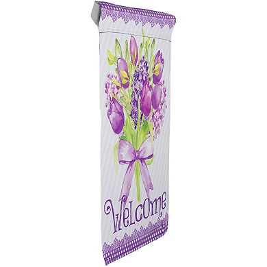 Welcome Purple Floral Bouquet Outdoor Garden Flag 12.5" x 18"