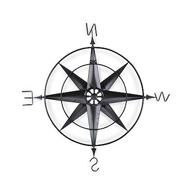 39" Black and Gold Elegant Compass Contemporary Wall Decor