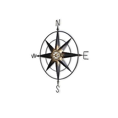 39" Black and Gold Elegant Compass Contemporary Wall Decor