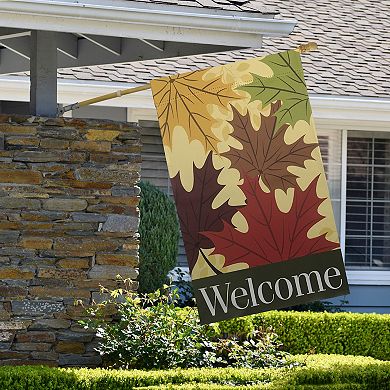 Red and Yellow Fall Leaves Welcome Outdoor Garden Flag 28" x 40"