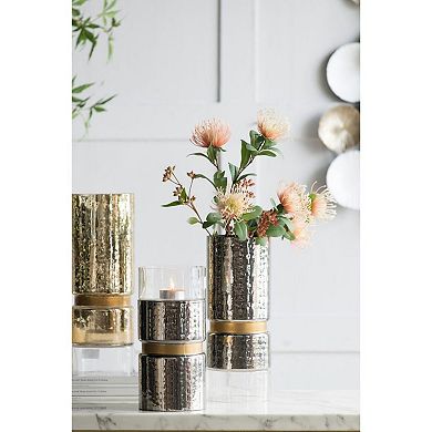 15" Silver Glamour Halloway Medium Pillar Candleholder