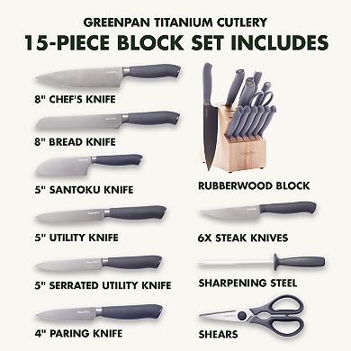 GreenPan Titanium 15-pc. Knife Block Set