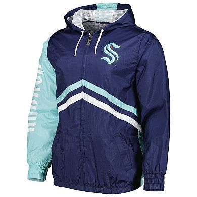 Men's Mitchell & Ness Deep Sea Blue Seattle Kraken Undeniable Full-Zip Windbreaker