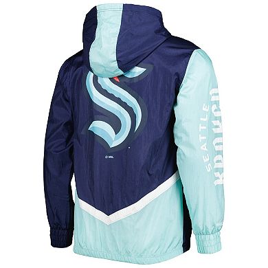 Men's Mitchell & Ness Deep Sea Blue Seattle Kraken Undeniable Full-Zip Windbreaker