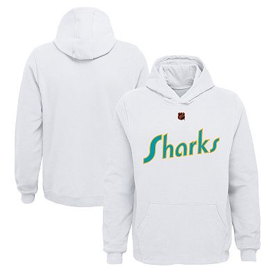 Youth White San Jose Sharks Special Edition 2.0 Primary Logo Fleece Pullover Hoodie