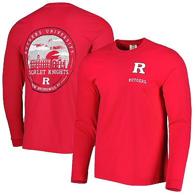Men's Scarlet Rutgers Scarlet Knights Circle Campus Scene Long Sleeve T-Shirt