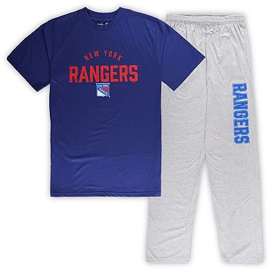 Men's New York Rangers Blue/Heather Gray Big & Tall T-Shirt & Pants Lounge Set