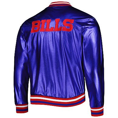 Men's The Wild Collective Royal Buffalo Bills Metallic Bomber Full-Snap Jacket