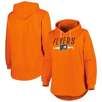 Women's Heather Orange Philadelphia Flyers Plus Size Fleece Pullover Hoodie