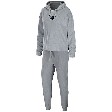 Women's WEAR by Erin Andrews Heathered Gray Carolina Panthers Pullover Hoodie & Pants Lounge Set