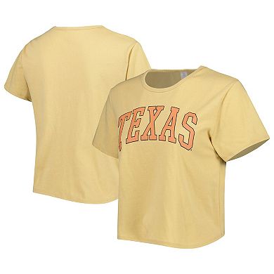 Women's ZooZatz Tan Texas Longhorns Core Fashion Cropped T-Shirt