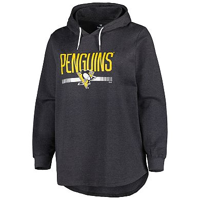 Women's Heather Charcoal Pittsburgh Penguins Plus Size Fleece Pullover Hoodie