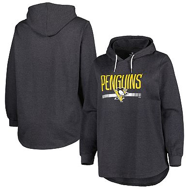 Women's Heather Charcoal Pittsburgh Penguins Plus Size Fleece Pullover Hoodie