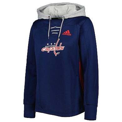 Women's adidas Navy Washington Capitals Skate Lace Primeblue Team Pullover Hoodie