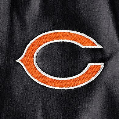 Men's The Wild Collective Black Chicago Bears Metallic Bomber Full-Snap Jacket