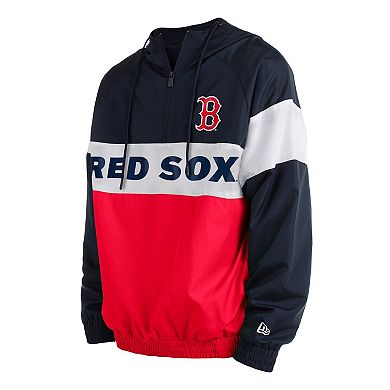 Men's New Era Red Boston Red Sox Raglan Quarter-Zip Hoodie