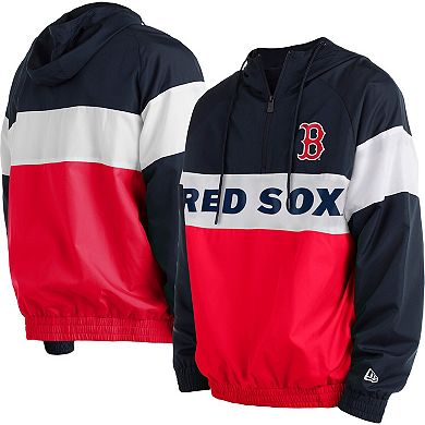 Men's New Era Red Boston Red Sox Raglan Quarter-Zip Hoodie